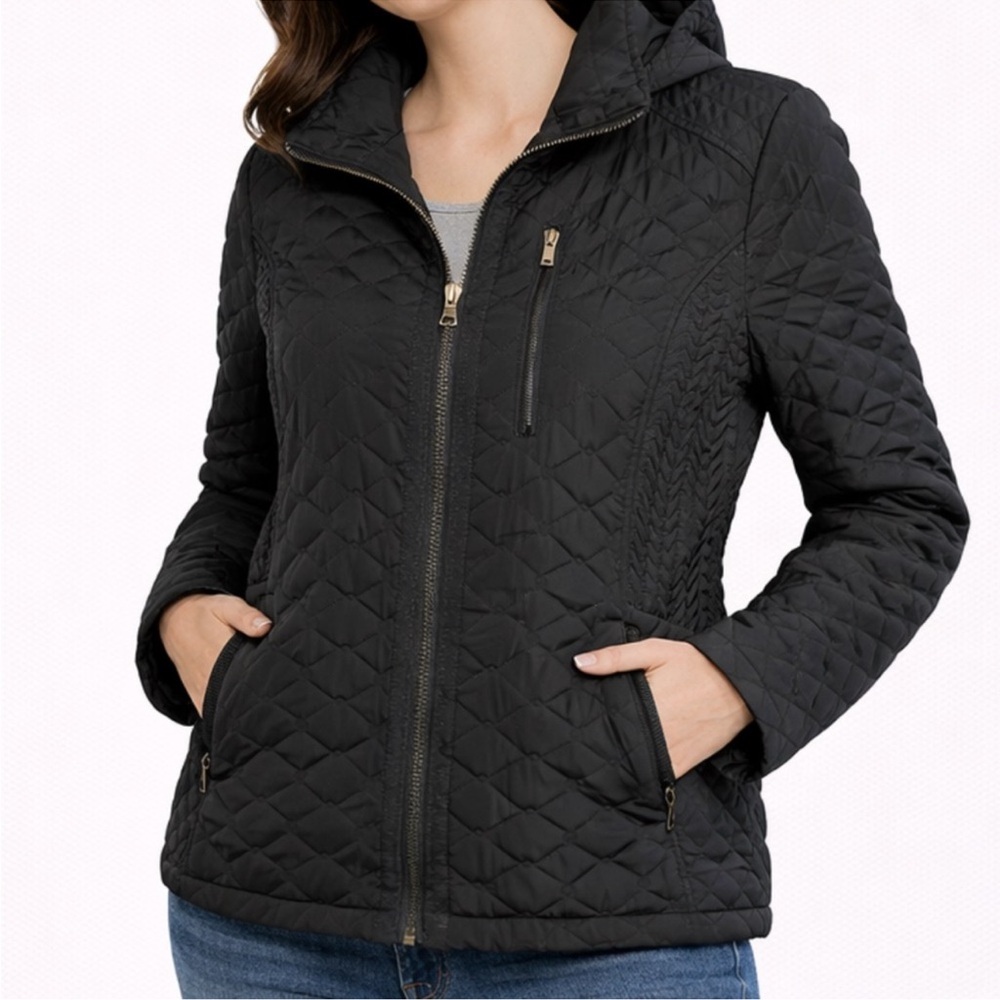 Jones New York Black Quilted Puffer Jacket